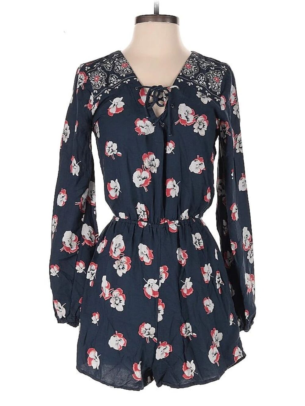 ABERCROMBIE & FITCH Womens Romper Navy blue with flower pattern  XS Cottagecore